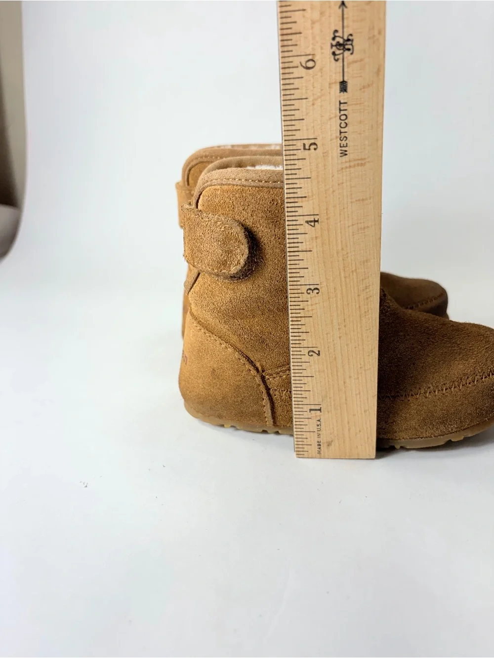 L.L. Bean Kids Suede Shearling Brown Camel Velcro Boots Toddler 6 Unisex
